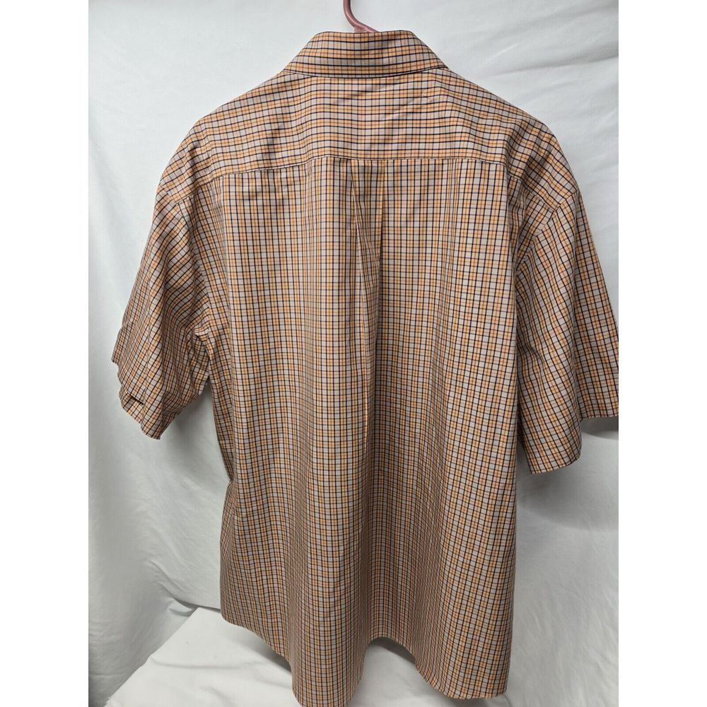 Brooks Brothers Mens XL Orange Plaid Shirt Supima Cotton Button Up Short‎ Sleeve - Picture 3 of 6